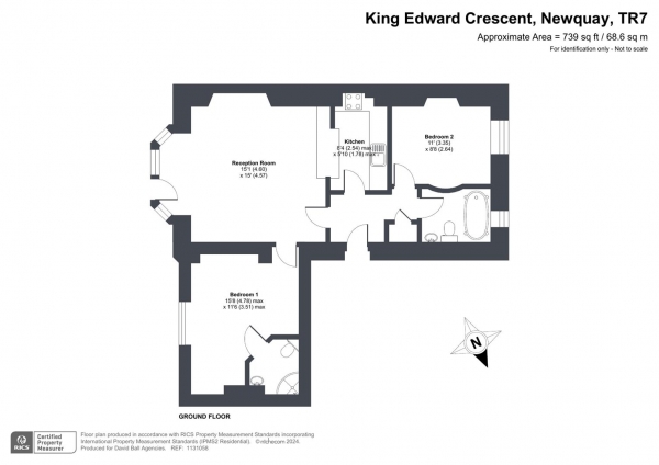 Floor Plan for 2 Bedroom Apartment for Sale in King Edward Crescent, Newquay, TR7, 1HJ - Guide Price &pound450,000