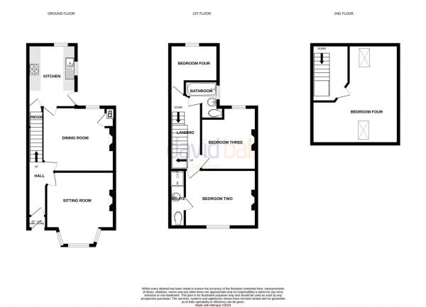 Floor Plan for 4 Bedroom Terraced House for Sale in Clevedon Road, Newquay, Cornwall, TR7, 2BU -  &pound330,000