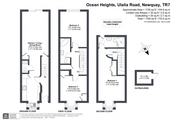 Floor Plan Image for 3 Bedroom Town House for Sale in Ulalia road, Newquay