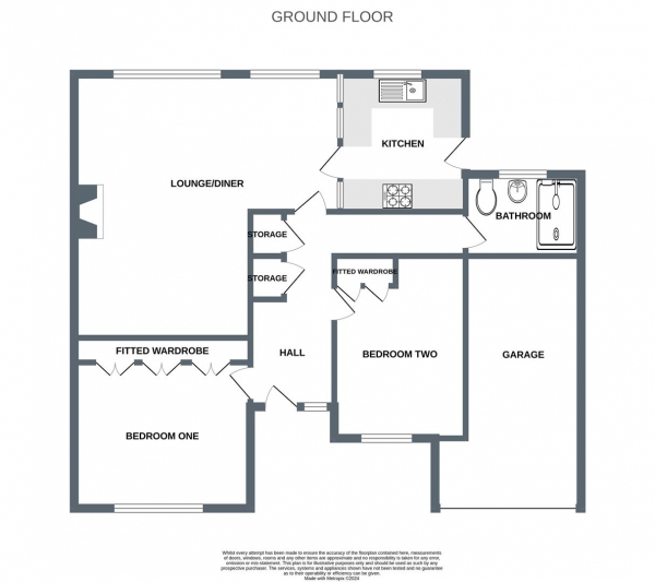 Floor Plan Image for 2 Bedroom Detached Bungalow for Sale in Trerice Drive, Newquay