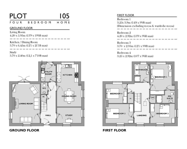 Floor Plan for 4 Bedroom Detached House for Sale in Nansledan, Newquay, TR8, 4JU -  &pound570,000