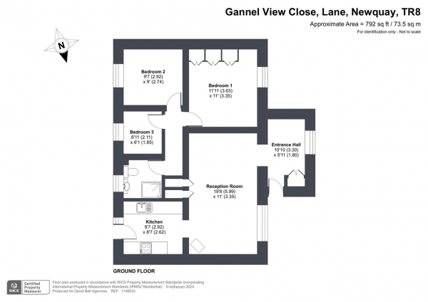 Floor Plan Image for 3 Bedroom Detached Bungalow for Sale in Gannel View Close, Lane, Newquay