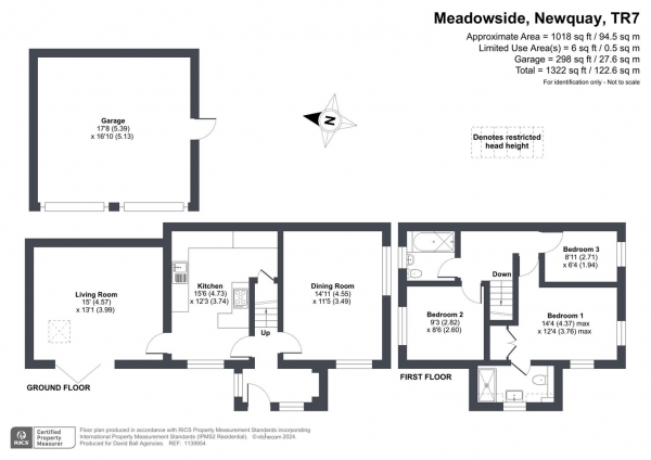 Floor Plan for 3 Bedroom Semi-Detached House for Sale in Meadowside, Newquay, TR7, 2TW - Guide Price &pound395,000