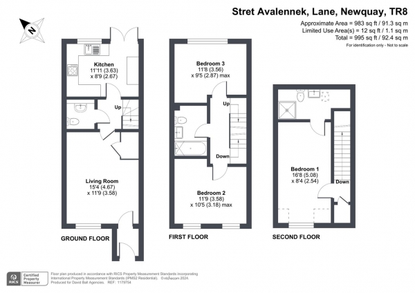 Floor Plan Image for 3 Bedroom Terraced House for Sale in Stret Avalennek, Lane