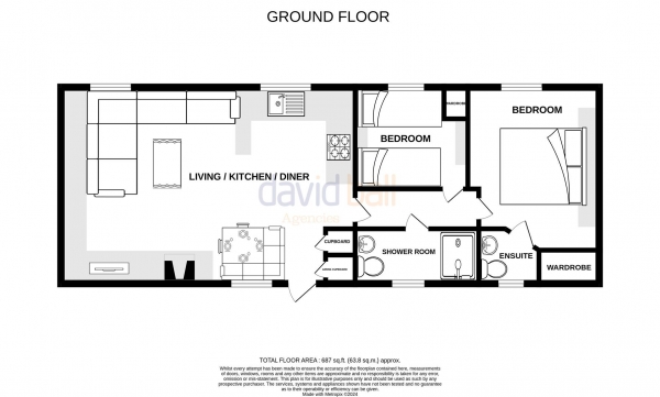 Floor Plan Image for 2 Bedroom Park Home for Sale in Trevella Holiday Park, Crantock, Newquay