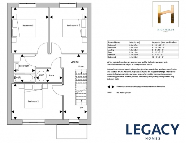 Floor Plan Image for 4 Bedroom Semi-Detached House for Sale in Highfields, Cubert