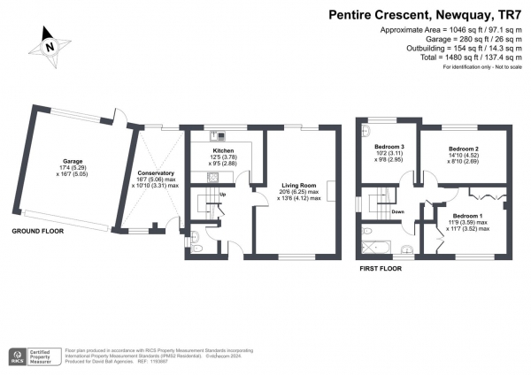 Floor Plan Image for 3 Bedroom Detached House for Sale in Pentire Crescent, Newquay