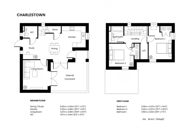 Floor Plan Image for 2 Bedroom Semi-Detached House for Sale in Hedhas Dowr, Newquay