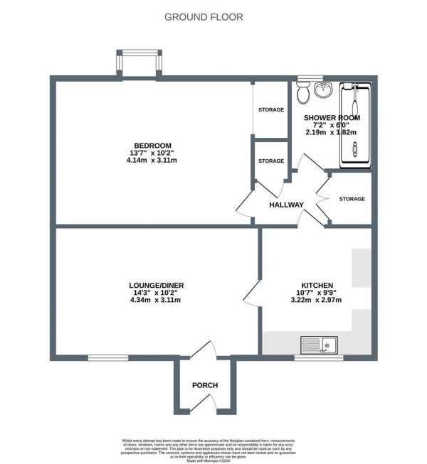 Floor Plan Image for 1 Bedroom Apartment for Sale in Ruskin Court, St. Columb, Newquay