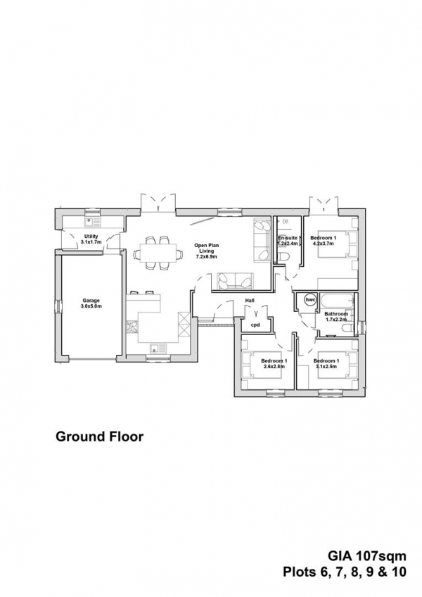 Floor Plan Image for 3 Bedroom Detached Bungalow for Sale in Oakwood, St Columb Major