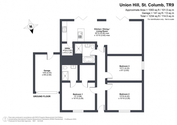 Floor Plan Image for 3 Bedroom Detached Bungalow for Sale in Union Hill, St. Columb