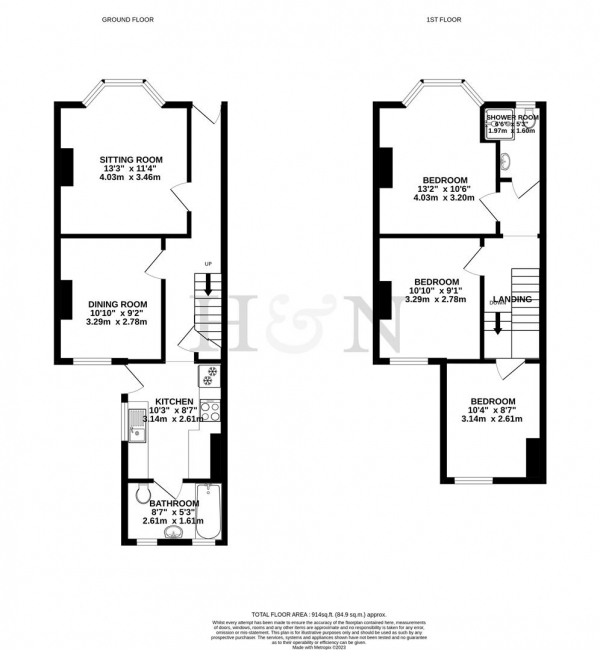 Floor Plan Image for 3 Bedroom Property for Sale in Molesworth Street, Hove