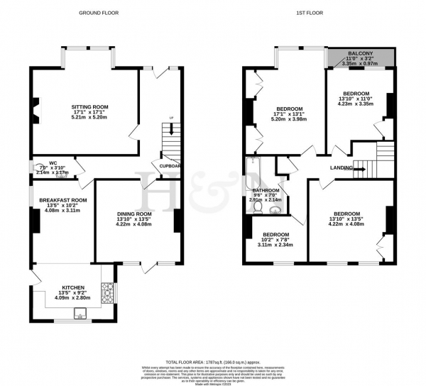 Floor Plan Image for 4 Bedroom Property for Sale in Langdale Gardens, Hove