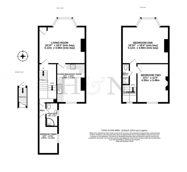 Floor Plan Image for 3 Bedroom Maisonette for Sale in Clarence Square, Brighton