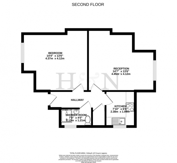 Floor Plan Image for 1 Bedroom Flat for Sale in Hove Park Villas, Hove