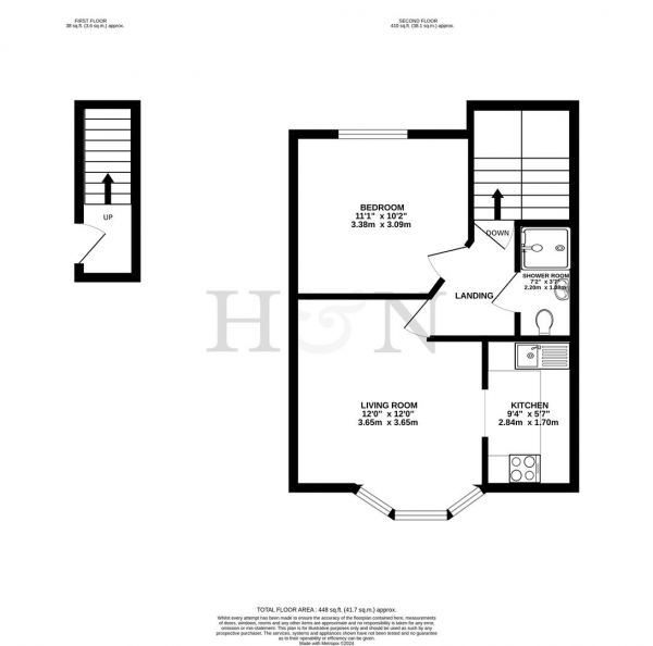 Floor Plan for 1 Bedroom Flat for Sale in Grand Parade, Brighton, BN2, 9QB -  &pound175,000