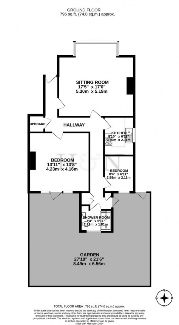 Floor Plan Image for 2 Bedroom Flat for Sale in Langdale Gardens, Hove