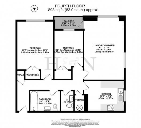 Floor Plan Image for 2 Bedroom Flat for Sale in The Drive, Hove