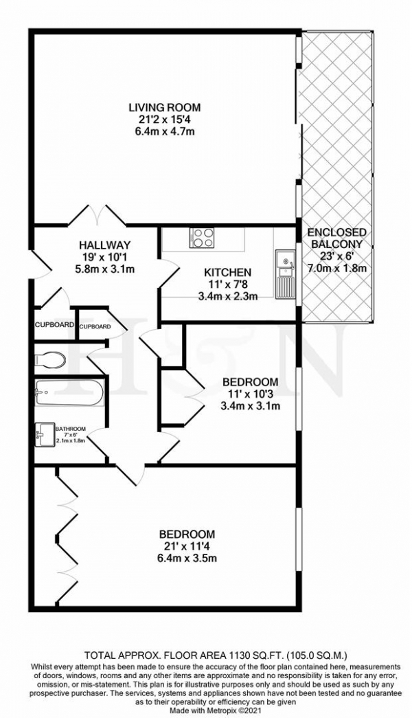 Floor Plan Image for 2 Bedroom Flat for Sale in Sussex Heights, St. Margarets Place, Brighton