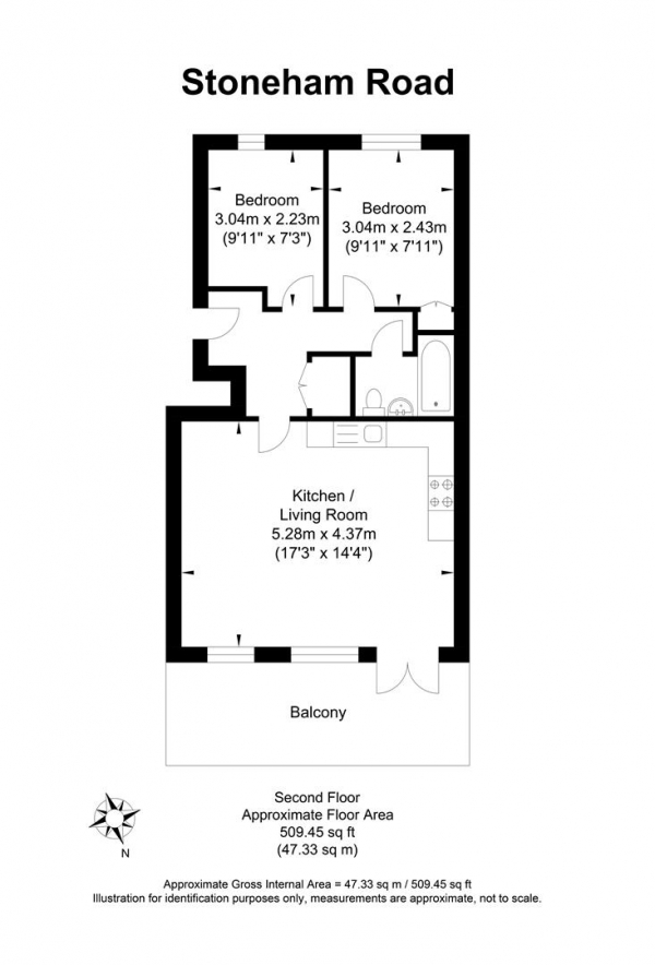 Floor Plan Image for 2 Bedroom Flat for Sale in Stoneham Road, Hove