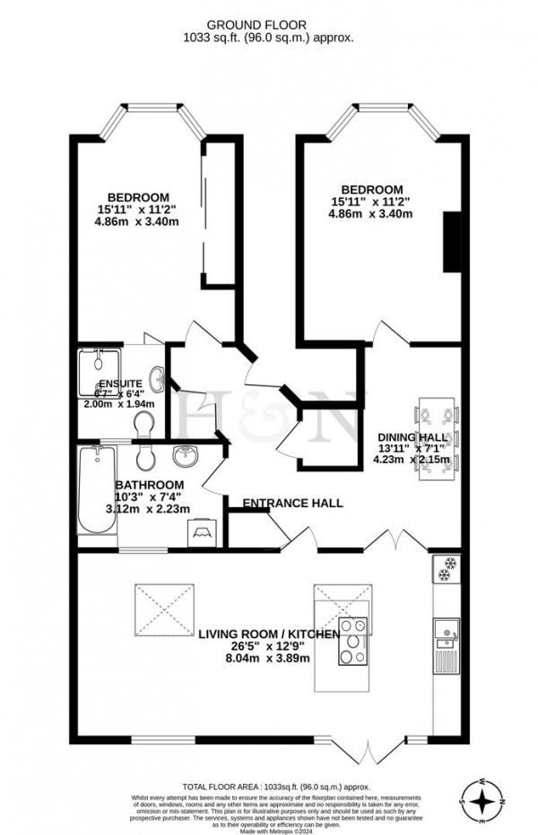 Floor Plan Image for 2 Bedroom Flat for Sale in Walsingham Road, Hove