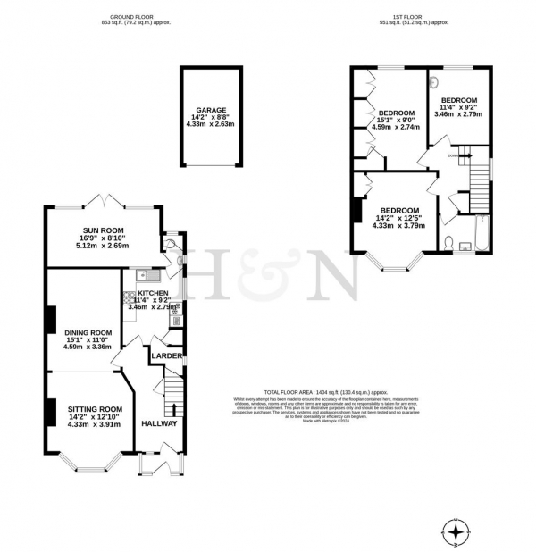 Floor Plan Image for 3 Bedroom Property for Sale in St. Heliers Avenue, Hove