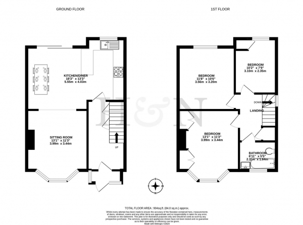 Floor Plan Image for 3 Bedroom Property for Sale in Amherst Crescent, Hove