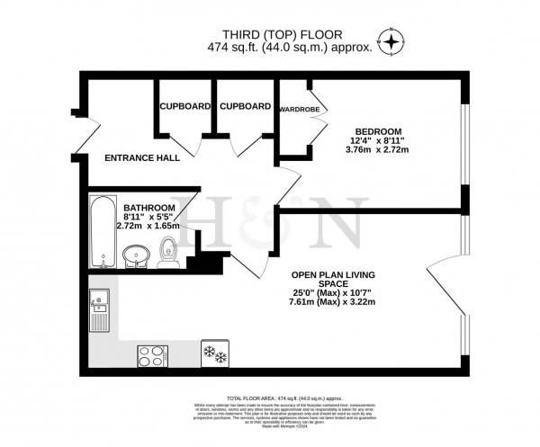 Floor Plan Image for 1 Bedroom Flat for Sale in Coastal Place, New Church Road, Hove