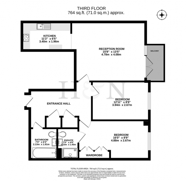 Floor Plan Image for 2 Bedroom Flat for Sale in Coastal Place, New Church Road, Hove