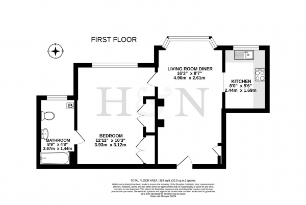 Floor Plan Image for 1 Bedroom Flat for Sale in Braemore Road, Hove