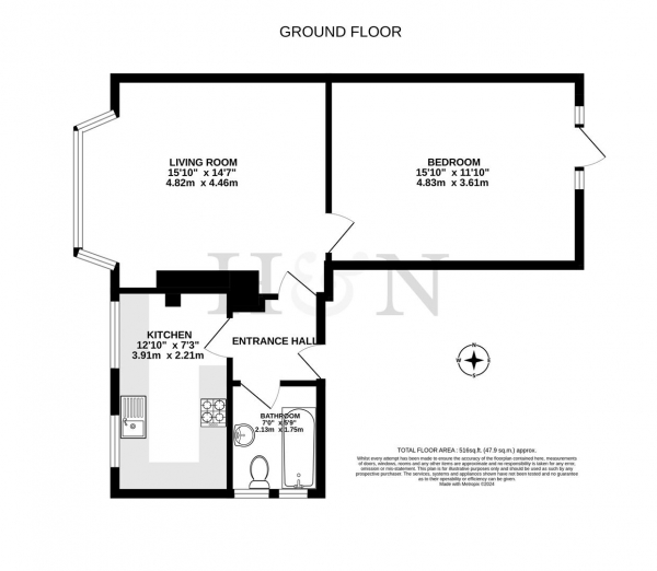 Floor Plan Image for 1 Bedroom Flat for Sale in Langdale Road, Hove