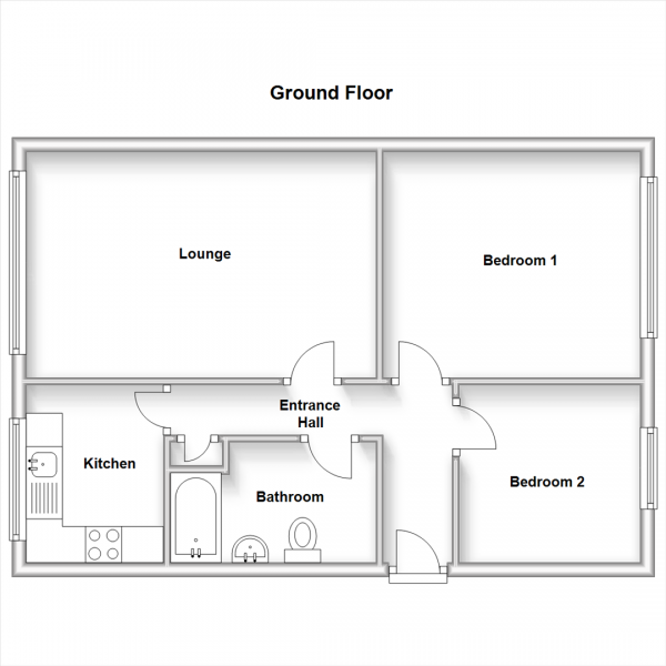 Floor Plan Image for 2 Bedroom Flat for Sale in Leicester Court, Leicester Street, Bulkington,