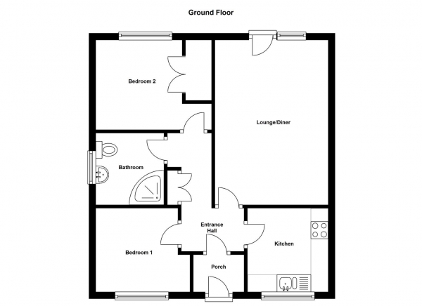 Floor Plan for 2 Bedroom Semi-Detached Bungalow for Sale in Mapperley Close, Walsgrave, Coventry, CV2, 2SE -  &pound119,950