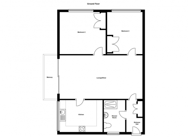 Floor Plan Image for 2 Bedroom Apartment for Sale in Nod Rise, Mount Nod, Coventry