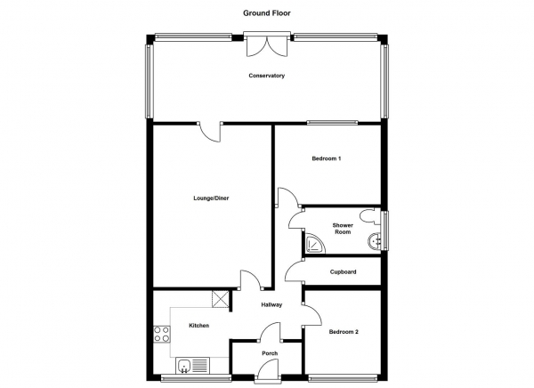 Floor Plan for 2 Bedroom Semi-Detached Bungalow for Sale in Mapperley Close,Walsgrave, Coventry, CV2, 2SE -  &pound130,000