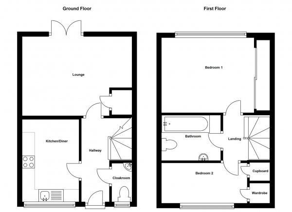 Floor Plan Image for 2 Bedroom Semi-Detached House for Sale in Moon Crescent, Spirit Quarters, Coventry