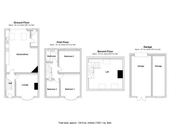 Floor Plan for 3 Bedroom Terraced House for Sale in Westcotes, Tile Hill, Coventry, CV4, 9BD - Offers Over &pound190,000