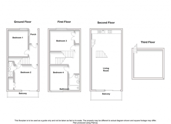 Floor Plan Image for 4 Bedroom Terraced House for Sale in Electric Wharf, Radford, Coventry