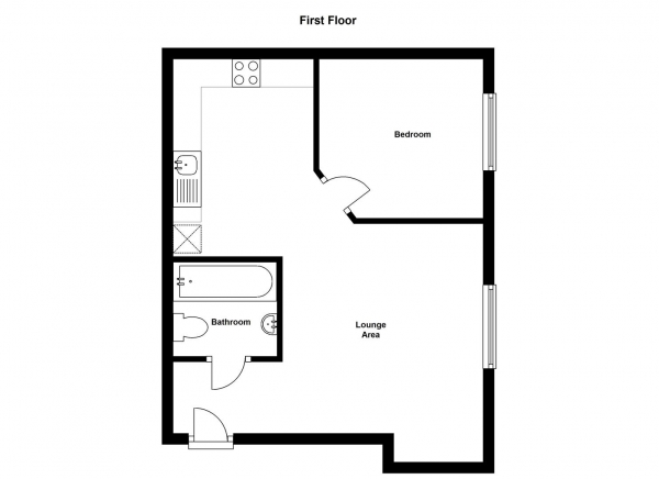 Floor Plan for 1 Bedroom Apartment for Sale in Hussar Court, Stoke, Coventry, CV3, 1NS - Offers Over &pound95,000