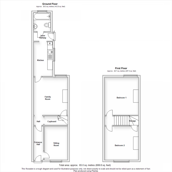 Floor Plan for 2 Bedroom Terraced House for Sale in Alfred Road, Hillfields, Coventry, CV1, 5BN -  &pound130,000