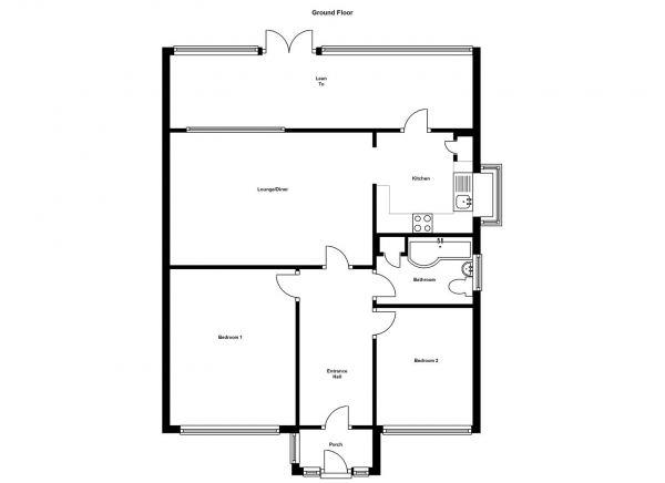 Floor Plan for 2 Bedroom Semi-Detached Bungalow for Sale in Cubbington Road, Longford, Coventry, CV6, 7BL - Offers Over &pound130,000