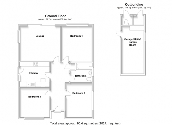 Floor Plan Image for 3 Bedroom Detached Bungalow for Sale in Jobs Lane, Tile Hill, Coventry