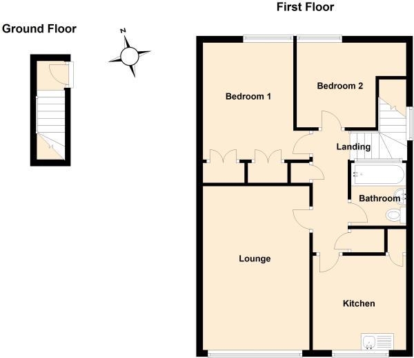 Floor Plan for 2 Bedroom Maisonette for Sale in Park Court, Birmingham Road, Allesley Village, Coventry, CV5, 9GS -  &pound129,995