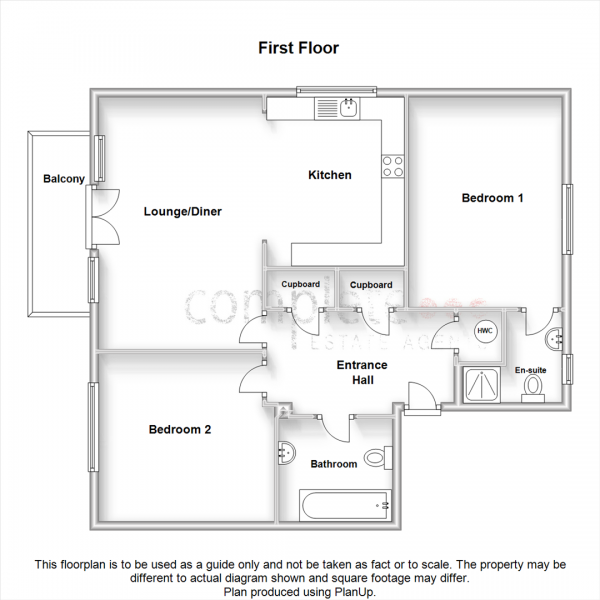 Floor Plan for 2 Bedroom Apartment for Sale in Philmont Court, Bannerbrook Park, Coventry, CV4, 9BF - Offers Over &pound155,000