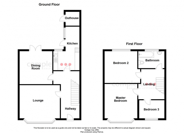 Floor Plan for 3 Bedroom Terraced House for Sale in Armstrong Avenue, Stoke Green, Coventry, CV3, 1BL - Offers Over &pound170,000