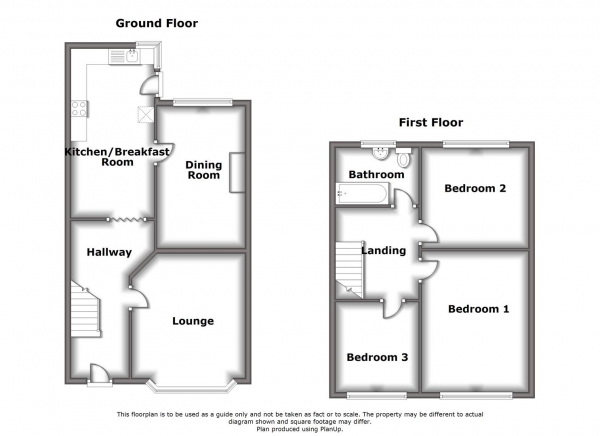 Floor Plan for 3 Bedroom End of Terrace House for Sale in Biggin Hall Crescent, Stoke Green, Coventry, CV3, 1GR - Offers Over &pound180,000