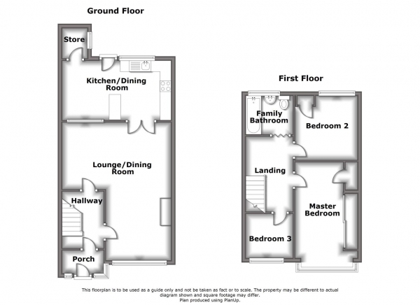 Floor Plan Image for 3 Bedroom Terraced House for Sale in Sedgemoor Road, Stonehouse Estate, Coventry