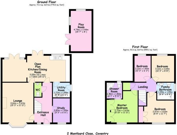 Floor Plan Image for 4 Bedroom Detached House for Sale in Montbard Close, Tile Hill, Coventry