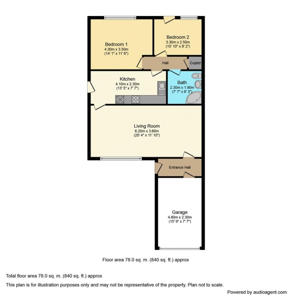 Floor Plan Image for 2 Bedroom Semi-Detached Bungalow for Sale in Cressage Road, Walsgrave, Coventry