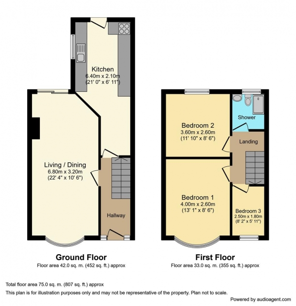 Floor Plan Image for 3 Bedroom Terraced House for Sale in Ashington Grove, Whitley, Coventry